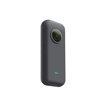 A compact black 360 camera rendered against white.