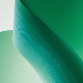 Layered translucent curves in teal and green.