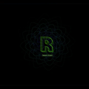 A neon green Repeatr plugin mark surrounded by repeated line forms.