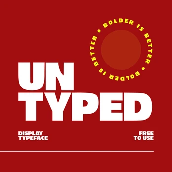UNTYPED display typeface poster in white and yellow on red.
