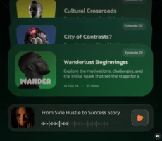 Audiobook interface concepts created for Popshot.